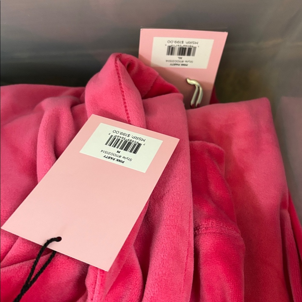 NWT Juicy Couture Blingy Hot Pink/Silver Velour Hoodie Track Set… - Picture 7 of 7
